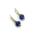 Load image into Gallery viewer, Natural Tanzanite and Emerald 18K gold earrings front view - NFJSD-1540