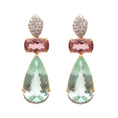 Load image into Gallery viewer, Natural Aquamarine and Tourmaline 18K gold earrings top view - NFJSD-1534