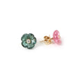 Load image into Gallery viewer, Natural Pink Tourmaline and Green Tourmaline 14K gold earrings close-up detail - NFJSD-1965