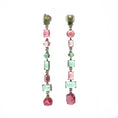 Load image into Gallery viewer, Natural Tourmaline 18K gold earrings top view - NFJSD-1740