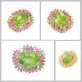 Load image into Gallery viewer, Natural Peridot and Tourmaline 18K gold pendant top view - NFJSD-1819