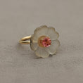 Load image into Gallery viewer, Natural Crystal Carving and Pink Tourmaline 14K gold ring on-hand view - NFJSD-1556