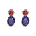 Load image into Gallery viewer, Natural Tourmaline and Tanzanite 18K gold earrings close-up detail - NFJSD-1758