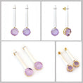 Load image into Gallery viewer, Natural White Agate and Lavender 14K gold earrings top view - NFJSD-1374