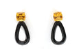 Load image into Gallery viewer, Natural Yellow Aqua Square Cut and Black Onyx Frames 14K gold earrings front view - NFJSD-1024