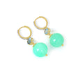 Load image into Gallery viewer, Natural Chrysoprase and Aquamarine 18K gold earrings top view - NFJSD-1926