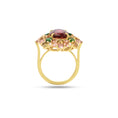 Load image into Gallery viewer, Natural Tourmaline mix Cut and Citrin Cut 14K gold ring front view - NFJSD-1274