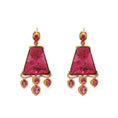 Load image into Gallery viewer, Natural Pink Tourmaline Carving and Pink Tourmaline Oval 18K gold earrings back view - NFJSD-1635