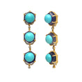 Load image into Gallery viewer, Natural Tanzanite and Turquoise 18K gold earrings close-up detail - NFJSD-1910