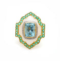 Load image into Gallery viewer, Natural Crystal and Aquamarine 18K gold ring side angle - NFJSD-1596