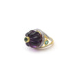 Load image into Gallery viewer, Natural Amethyst and Emerald 14K gold ring close-up detail - NFJSD-1832