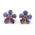 Load image into Gallery viewer, Natural Tourmaline and Tanzanite 18K gold earrings front view - NFJSD-1458