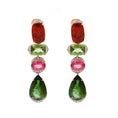 Load image into Gallery viewer, Natural Tourmaline Mix 18K gold earrings back view - NFJSD-1652