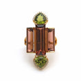 Load image into Gallery viewer, Natural Pink Tourmaline and Green Tourmaline 18K gold ring front view - NFJSD-1570