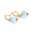 Load image into Gallery viewer, Natural Sky Blue Topaz and Tourmaline 14K gold earrings back view - NFJSD-1815