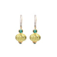 Load image into Gallery viewer, Natural Lemon Quartz and Emerald 18K gold earrings front view - NFJSD-1789