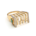 Load image into Gallery viewer, Natural Crystal Carving and Emerald Oval Cut 14K gold ring top view - NFJSD-1144