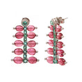 Load image into Gallery viewer, Natural Emerald and Tourmaline 18K gold earrings side angle - NFJSD-1578