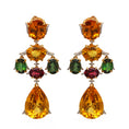 Load image into Gallery viewer, Natural Tourmaline and Yellow Aqua 18K gold earrings back view - NFJSD-1598