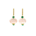 Load image into Gallery viewer, Natural Morganite and Emerald 14K gold earrings front view - NFJSD-1920