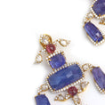 Load image into Gallery viewer, Natural Garnet and Tanzanite 18K gold earrings side angle - NFJSD-1626