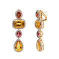 Load image into Gallery viewer, Natural Mix Tourmaline and Yellow Aqua 18K gold earrings close-up detail - NFJSD-1634