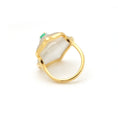 Load image into Gallery viewer, Natural Crystal Carving and Emerald 18K gold ring close-up detail - NFJSD-1546