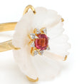 Load image into Gallery viewer, Natural Crystal Carving and Tourmaline 18K gold ring side angle - NFJSD-1706