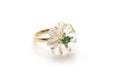 Load image into Gallery viewer, Natural Emerald Oval Cut and Crystal Carving Flower 14K gold ring front view - NFJSD-1172