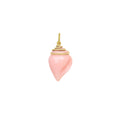 Load image into Gallery viewer, Natural Crystal Carving Shell and Pink Opal Carving Shel 18K gold charm on-hand view - NFJSD-1386