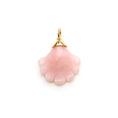 Load image into Gallery viewer, Natural Pink Opal Carving Leaf 14K gold charm back view - NFJSD-1333