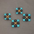 Load image into Gallery viewer, Natural Black Onyx and Turquoise 18K gold earrings back view - NFJSD-1542