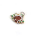 Load image into Gallery viewer, Natural Tourmaline and Emerald 18K gold brooch lifestyle shot - NFJSD-1787