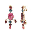 Load image into Gallery viewer, Natural Tourmaline and LBT 18K gold earrings side angle - NFJSD-1705