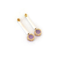 Load image into Gallery viewer, Natural White Agate and Lavender 14K gold earrings back view - NFJSD-1374