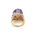 Load image into Gallery viewer, Natural Amethyst and Emerald 18K gold ring top view - NFJSD-1696