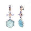 Load image into Gallery viewer, Natural Aqua and Tourmaline 18K gold earrings top view - NFJSD-1723