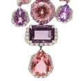 Load image into Gallery viewer, Natural Amethyst and Pink Sapphire 18K gold earrings back view - NFJSD-1771