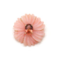 Load image into Gallery viewer, Natural Pink Opal and Tourmaline 14K gold pendant back view - NFJSD-1746