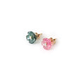 Load image into Gallery viewer, Natural Pink Tourmaline and Green Tourmaline 14K gold earrings side angle - NFJSD-1965