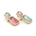 Load image into Gallery viewer, Natural Tourmaline 18K gold earrings back view - NFJSD-1461
