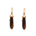 Load image into Gallery viewer, Natural Tiger Eye 18K gold earrings top view - NFJSD-1687
