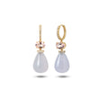 Load image into Gallery viewer, Natural Chalcedony and Pink Tourmaline 14K gold earrings close-up detail - NFJSD-1971
