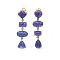 Load image into Gallery viewer, Natural Emerald and Tanzanite 18K gold earrings back view - NFJSD-1460
