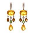 Load image into Gallery viewer, Natural Tourmaline and Yellow Fluorite 18K gold earrings top view - NFJSD-1581