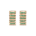 Load image into Gallery viewer, Natural Emerald Round Cuts and Crystal Quartz Fancy Carving 14K gold earrings back view - NFJSD-1061