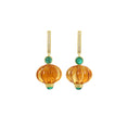 Load image into Gallery viewer, Natural Citrine and Emerald 14K gold earrings back view - NFJSD-1931