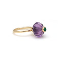 Load image into Gallery viewer, Natural Amethyst and Emerald 14K gold ring front view - NFJSD-1682