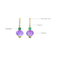 Load image into Gallery viewer, Natural Amethyst and Emerald 18K gold earrings top view - NFJSD-1777