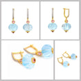 Load image into Gallery viewer, Natural Sky Blue Topaz and Tourmaline 14K gold earrings top view - NFJSD-1815